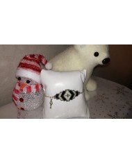 Bracelet forme losange Black & White - tissé main perles Miyuki