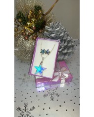 Parure "Etoiles" collier et boucles d'oreilles : couleur Cristal