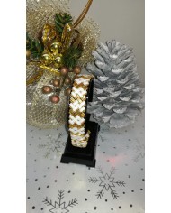 Bracelet Or/Blanc "Wave" - tissé main perles Miyuki