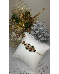 Bracelet aux formes géométriques "red" - tissé main perles Miyuki