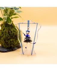 Sautoir poupée bouton bleu