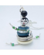 Sautoir poupée bouton vert