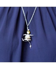 Sautoir poupée bouton blanc