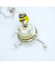 Sautoir poupée bouton blanc