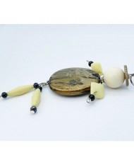 Sautoir poupée perle écru et marron