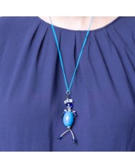 Sautoir poupée perle bleu