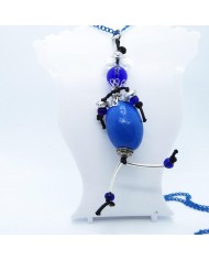 Sautoir poupée perle bleu