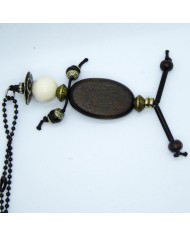 Sautoir poupée perle marron et noir