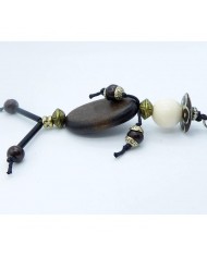 Sautoir poupée perle marron et noir