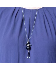 Sautoir poupée perle noir