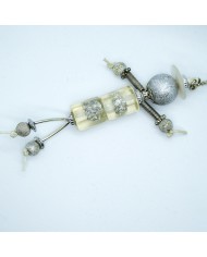 Sautoir poupée perle argenté