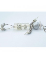 Sautoir poupée perle argenté