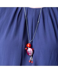 Sautoir poupée perle rouge