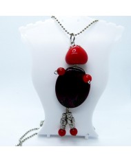 Sautoir poupée perle rouge