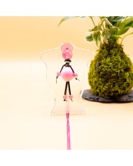 Sautoir poupée perle noir et rose