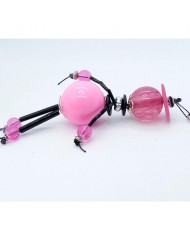 Sautoir poupée perle noir et rose