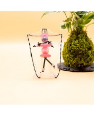 Sautoir poupée perle rose fushia