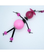 Sautoir poupée perle rose fushia