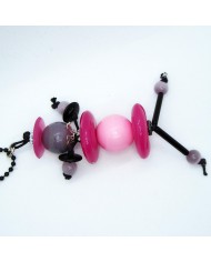 Sautoir poupée perle rose fushia