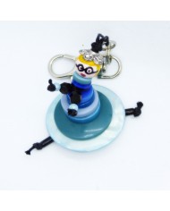 Porte Clés / Bijou de sac Poupée Boutons bleu ciel