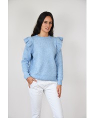 Pull col rond manches fantaisies