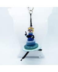 Porte Clés / Bijou de sac Poupée Boutons bleu ciel