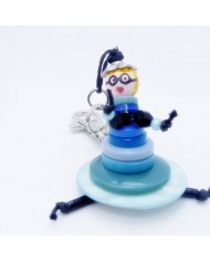 Porte Clés / Bijou de sac Poupée Boutons bleu ciel