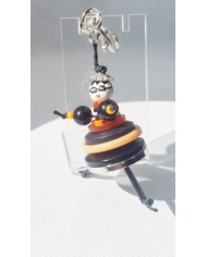 Porte Clés / Bijou de sac Poupée Boutons noir et orange