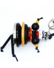 Porte Clés / Bijou de sac Poupée Boutons noir et orange