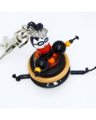 Porte Clés / Bijou de sac Poupée Boutons noir et orange