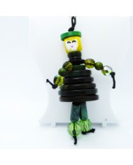 Porte Clés / Bijou de sac Poupée Boutons vert