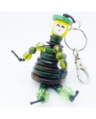 Porte Clés / Bijou de sac Poupée Boutons vert