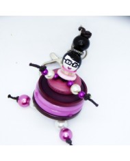 Porte Clés / Bijou de sac Poupée violet et parme