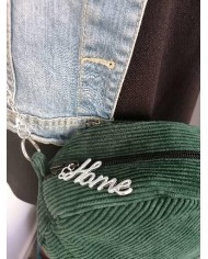 Sac rond avec chaînette en velours côtelé vert sapin Sac rond avec chaînette en velours côtelé vert sapin