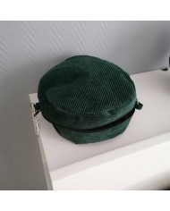 Sac rond avec chaînette en velours côtelé vert sapin Sac rond avec chaînette en velours côtelé vert sapin