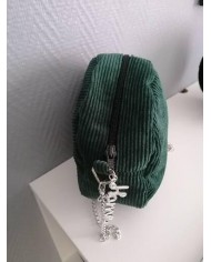 Sac rond avec chaînette en velours côtelé vert sapin Sac rond avec chaînette en velours côtelé vert sapin