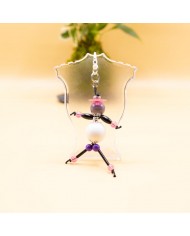 Porte Clés / Bijou de sac Perle blanc et rose