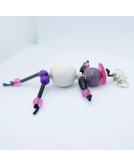 Porte Clés / Bijou de sac Perle blanc et rose