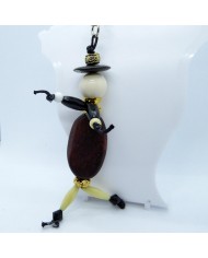 Porte Clés / Bijou de sac Perle marron