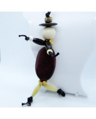 Porte Clés / Bijou de sac Perle marron