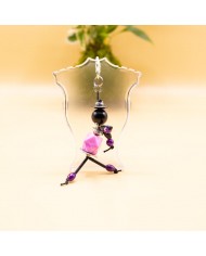 Porte Clés / Bijou de sac Perle noir et violet