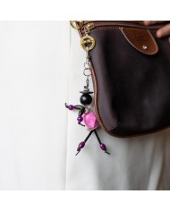 Porte Clés / Bijou de sac Perle noir et violet