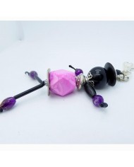 Porte Clés / Bijou de sac Perle noir et violet