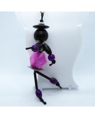 Porte Clés / Bijou de sac Perle noir et violet