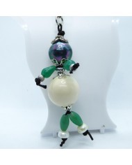 Porte Clés / Bijou de sac blanc et vert