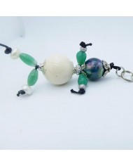 Porte Clés / Bijou de sac blanc et vert