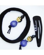 lot 2 barrettes et 1 chouchou poupee violet
