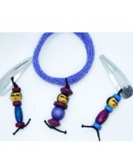  lot 2 barrettes et 1 chouchou poupee violet et bleu