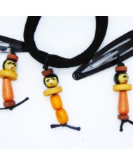 lot 2 barrettes et 1 chouchou poupee orange