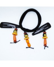 lot 2 barrettes et 1 chouchou poupee orange